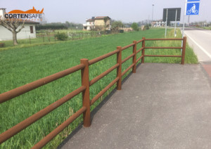 Cortensafe-dissuasori-staccionata-Brunico-acciaio-corten-per-attraversamenti-ciclo-pedonali 2