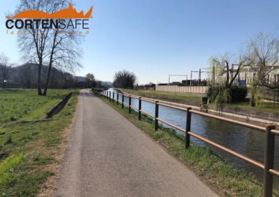 Staccionata Brunico in acciaio corten per la pista ciclopedonale Gavardina - 2