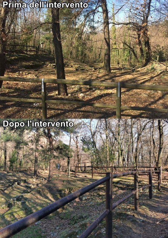 staccionate per il parco Regionale Spina Verde - Como - prima e dopo l'intervento