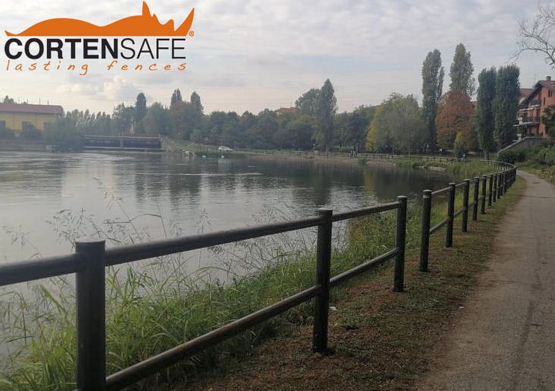 Staccionate in acciaio corten per alzaia del canale di Paullo - Milano - 3