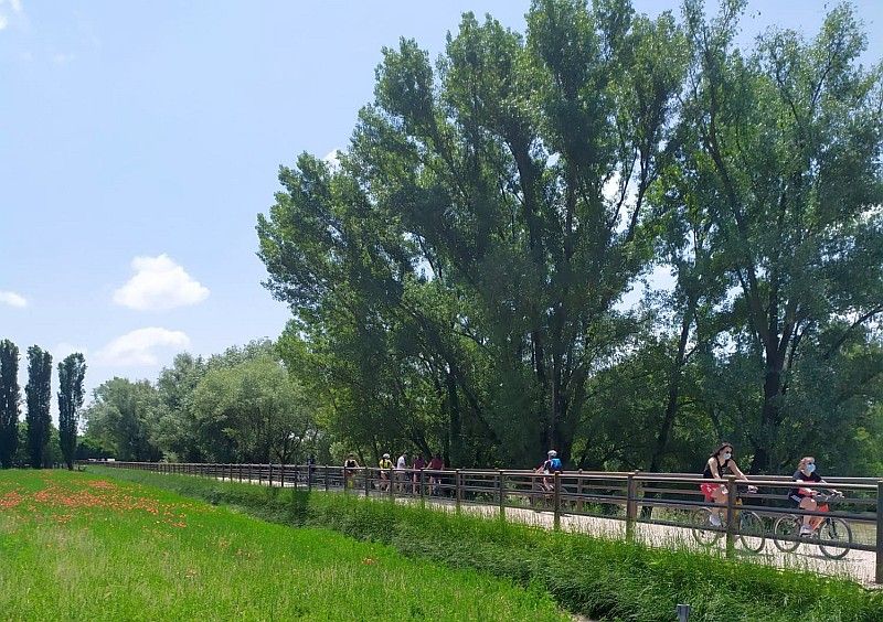 Staccionata in acciaio corten Brunico H3C a protezione di ciclisti e pedoni - Verona - 3