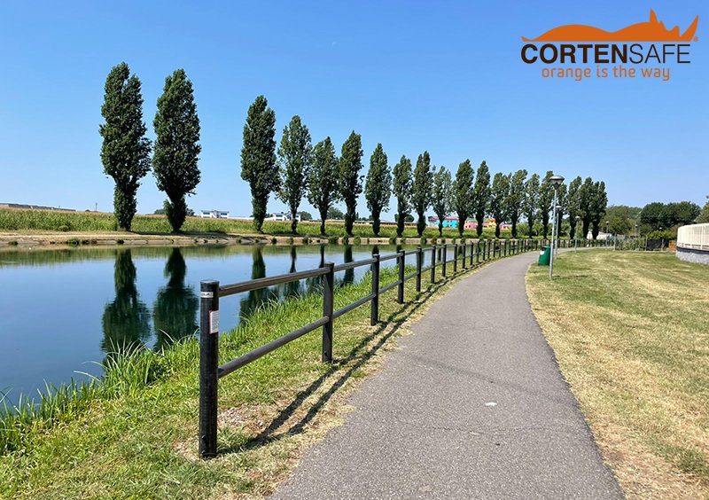 Staccionate in Corten Brunico per il Canale Muzza del Comune di Paullo - Milano - 2