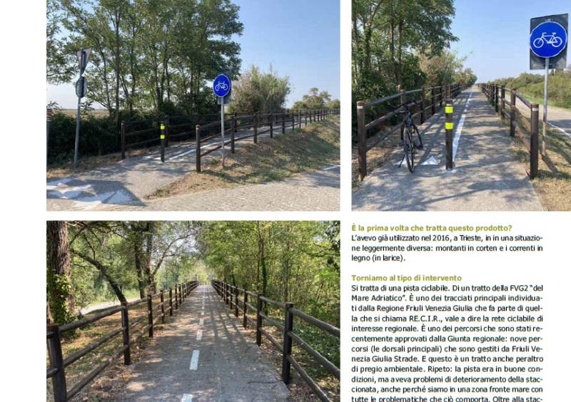 Ganze 8.974 m Brunico H3C-Zaun für den Caneo-Radweg – Zeitschrift „leStrade", Oktober 2022 - 19