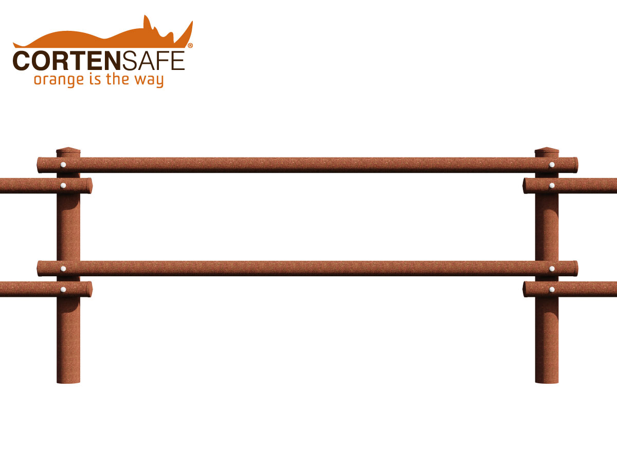 Cortensafe-staccionata-Sappada-in-tutto-acciao-corten-modello-E2C staccionata corten modello Sappada di Cortensafe