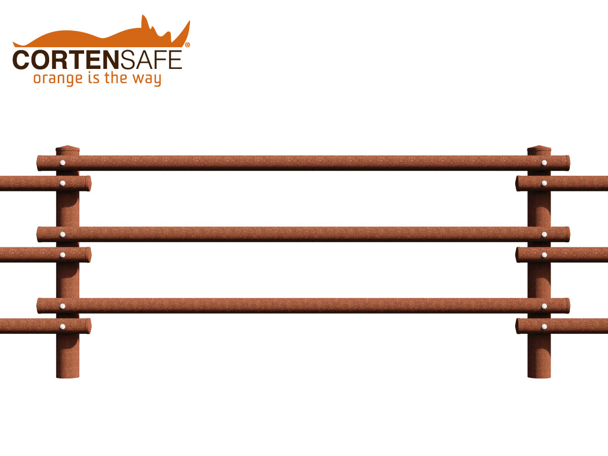 Cortensafe-staccionata-Sappada-in-tutto-acciao-corten-modello-E3C staccionata corten modello Sappada di Cortensafe
