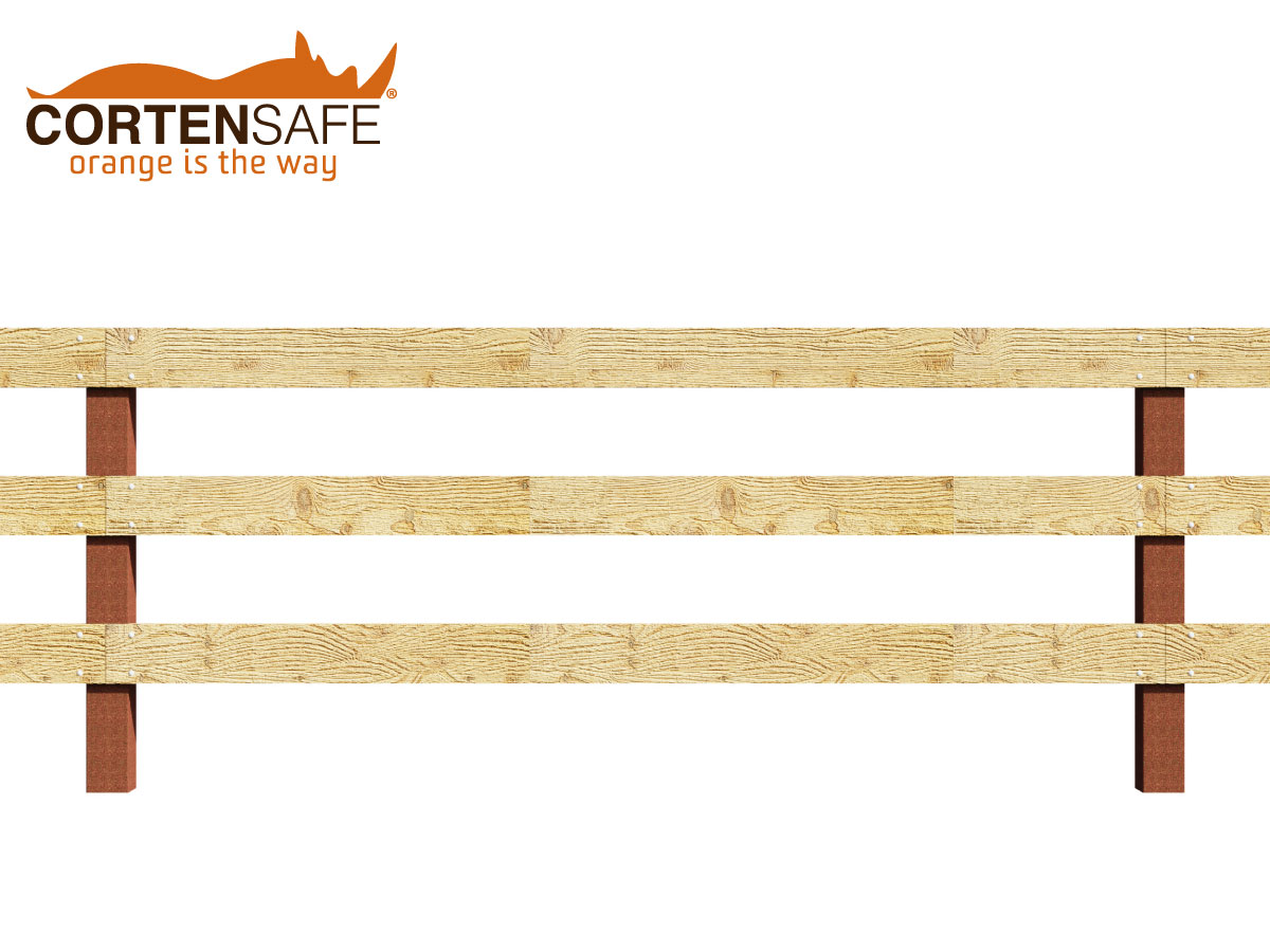 Cortensafe-staccionate-Badia-in-acciao-corten-e-legno-QE3C-wood staccionata corten modello Badia di Cortensafe