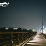 Staccionata Bormio H4C con illuminazione per pista ciclabile di Caldiero.