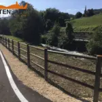 Staccionata Brunico H3C e parapetto Cles H steel per aree pubbliche e ciclabili a Chiampo.