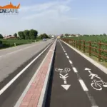 Staccionata Brunico H3C per pista ciclabile di Cittadella.