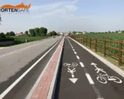 Staccionata Brunico H3C per pista ciclabile di Cittadella.