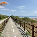 Staccionata Brunico H3C per pista ciclabile di Grado.