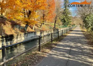 Staccionata Brunico H2C e H1C per percorso ciclopedonale di Montebelluna.