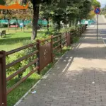 Staccionata Brunico H4C, parapetti Cles H steel e cancello Giorgia per parco giochi di Spoltore.