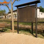 Staccionata Brunico H2C e bacheca Levico per percorso pedonale a Volpago del Montello.