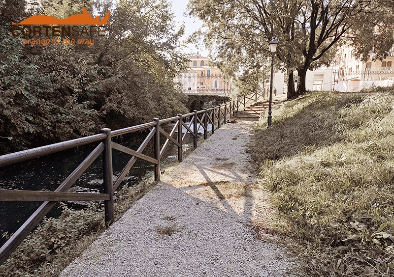 Staccionata-Cadore-H3C-3-in-Corten-per-Giardini-Salvi-Vicenza-(8) Nuova staccionata Cadore H3C-3 in acciaio Corten per i Giardini Salvi di Vicenza - 8