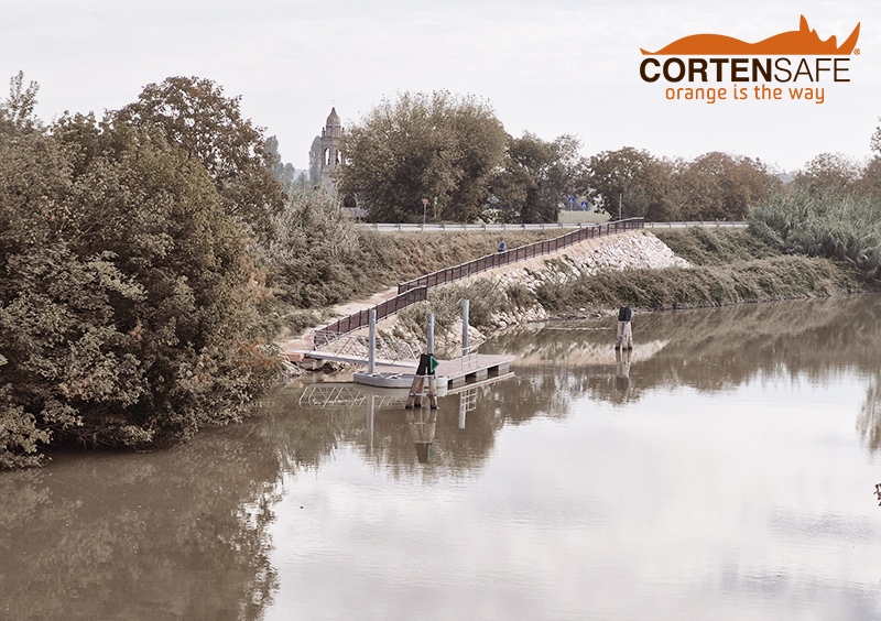 Parapetto in acciaio corten Falcade HO3 per porticciolo fluviale di San Bellino (RO) - 1