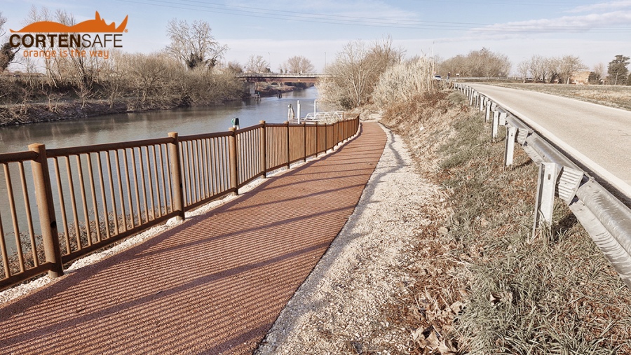 Parapetto in acciaio corten Falcade HO3 per porticciolo fluviale di San Bellino (RO) - 5